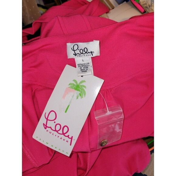 NWT Lilly Pulitzer LG Garett True Wrap Dress Cocktail Jersey Knit Solid Pink - Picture 5 of 8